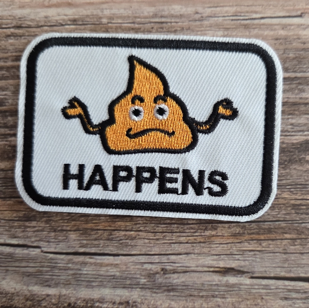 3/13$  Sht Happens Funny Poop Emoji Y2k Embroidered Iron on Patch